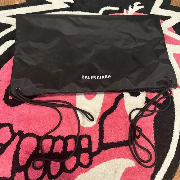 Balenciaga Black Nylon Drawstring Backpack Bag – 23 x 19.5